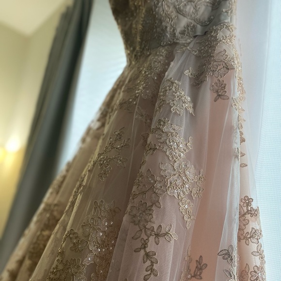 Oleg Cassini Dresses & Skirts - Wedding dress, size 12 blush gold ball gown